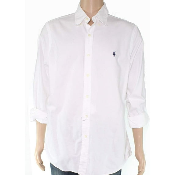 POLO RALPH LAUREN Men's Classic Fit Garment Dyed Oxford Shirt, White, S