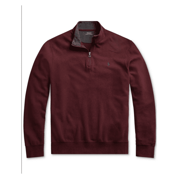 Polo Ralph Lauren Mens Jersey BIGandTALL Quarter-Zip Pullover Dark RED HTR 2XLT