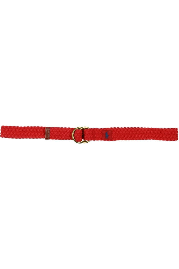Mens Leather Trim Double Ring Braided Belt