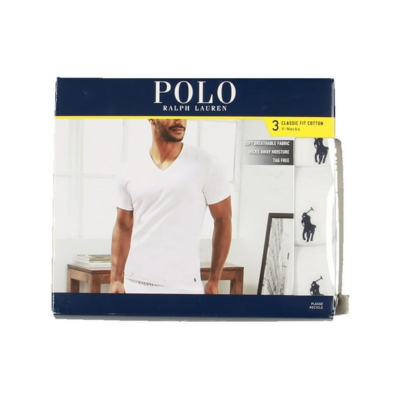 Polo Ralph Lauren Men's Classic Fit Cotton Solid V-Neck T-Shirts White M