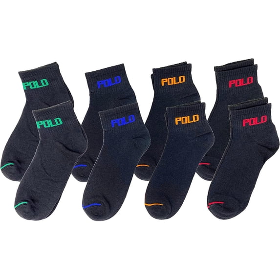 Polo Ralph Lauren Mens Low Cut Ankle Socks 8 Pack BZP824511PKN8/R, 10-13