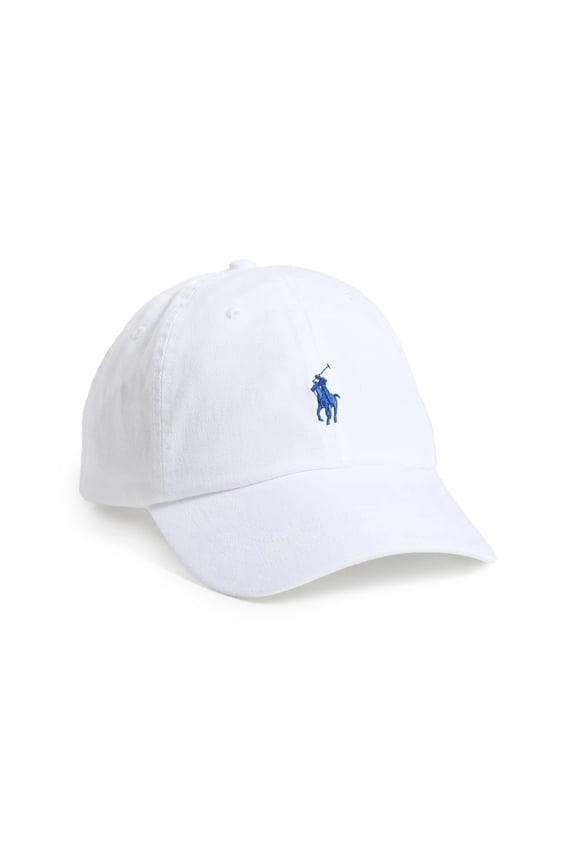 Mens Polo Sports Pony Logo Hat Cap, White / Blue Pony, One Size