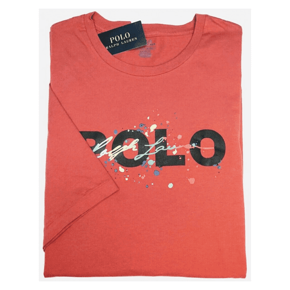Polo Ralph Lauren Mens Short Sleeve Graphic Tee T-Shirt Polo Print Red 2LT.
