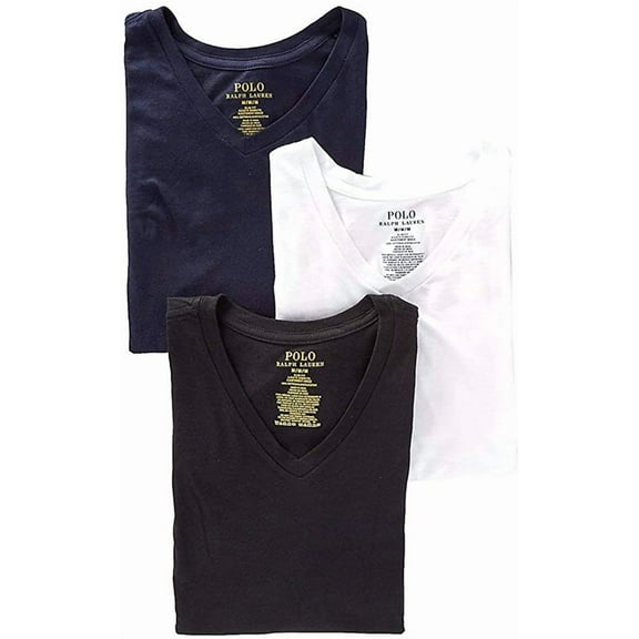 Polo Ralph Lauren Mens Slim Fit Cotton V-Neck T-Shirt 3-Pack Style-RSVNP3