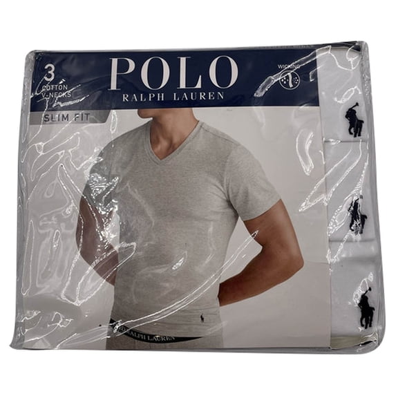Polo Ralph Lauren Mens Slim Fit Cotton V-Neck T-Shirt 3-Pack Style-RSVNP3