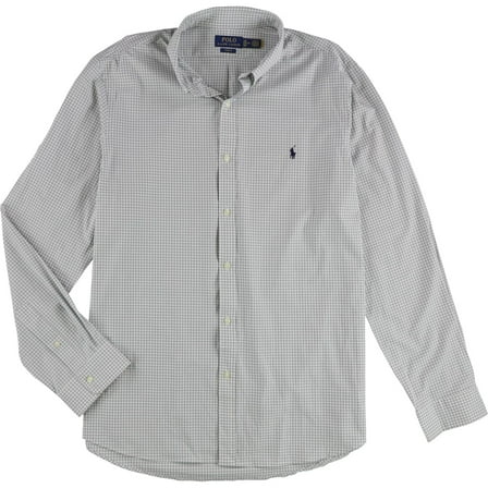 Ralph Lauren Mens Slim Fit Button Down Dress Shirt, Grey, XX-Large