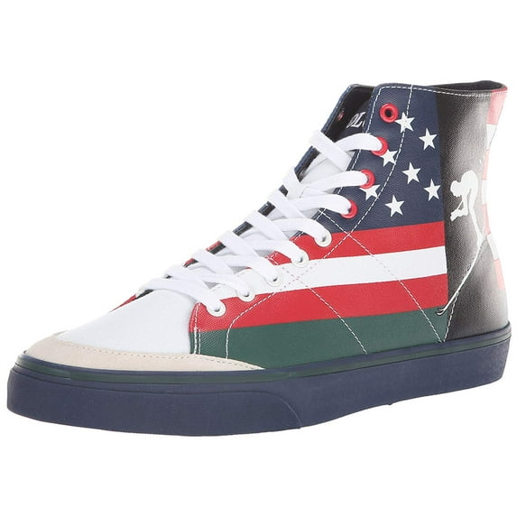 Polo Ralph Lauren Mens Solomon Sneaker, Red/White/Navy Multi, 10.5