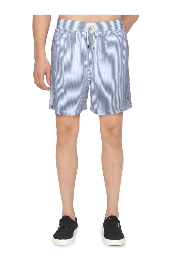 Mens Striped Swimwear Swim Trunks