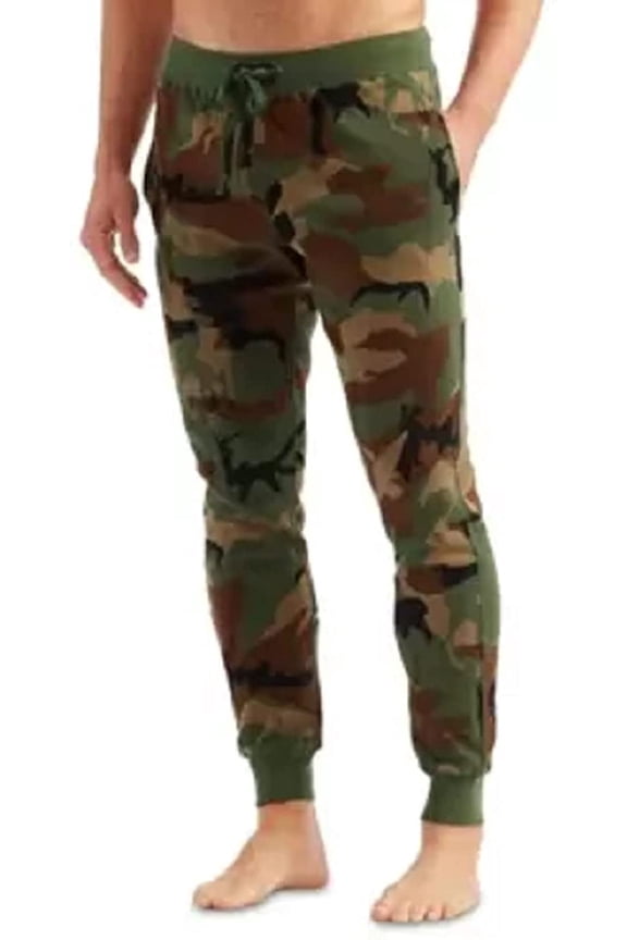Mens Waffle-Knit Jogger Camo Pajama Pants/XL