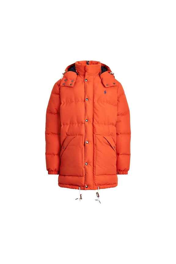 Polo Ralph Lauren Mens White Duck Down Insulated Jacket (Small, College Orange)