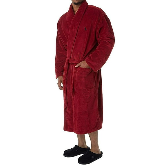 Polo Ralph Lauren Microfiber Shawl Collar Plush Robe (P297RL) L/XL/Holiday Red