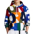 thumbnail image 1 of Polo Ralph Lauren Monogram Fleece Hooded Hoodie Sweatshirt  (MultiWhite, X-Large), 1 of 3