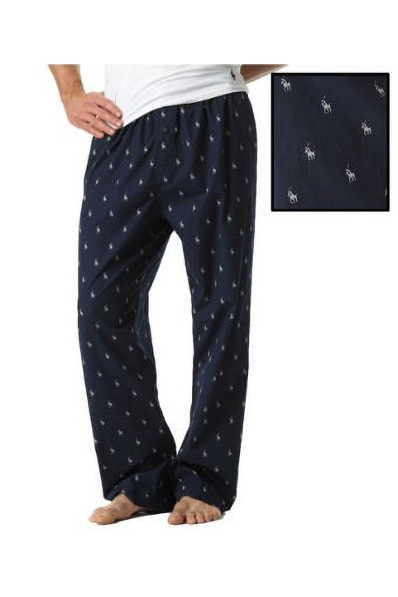 NAVY/CREAM Men's All Over Pony Player Woven Pants, US Small