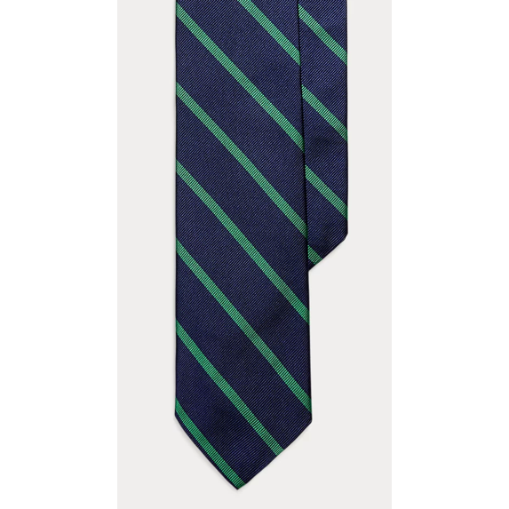 Polo Ralph Lauren NAVY/GREEN Men's Striped Silk Repp Narrow Tie, US One Size