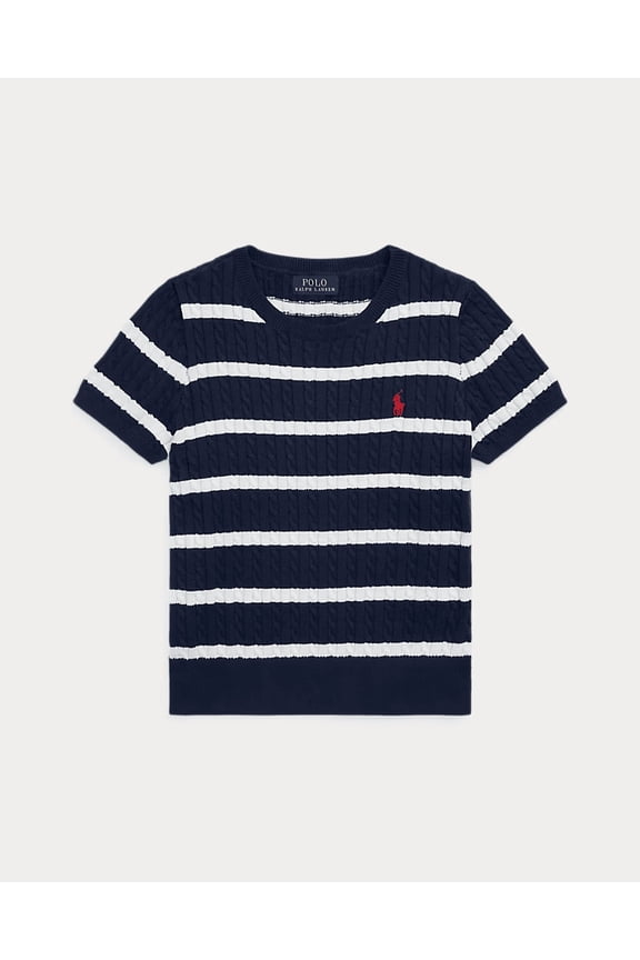 NEWPORT NAVY Girl's Striped Short-Sleeve Sweater, US X-Large