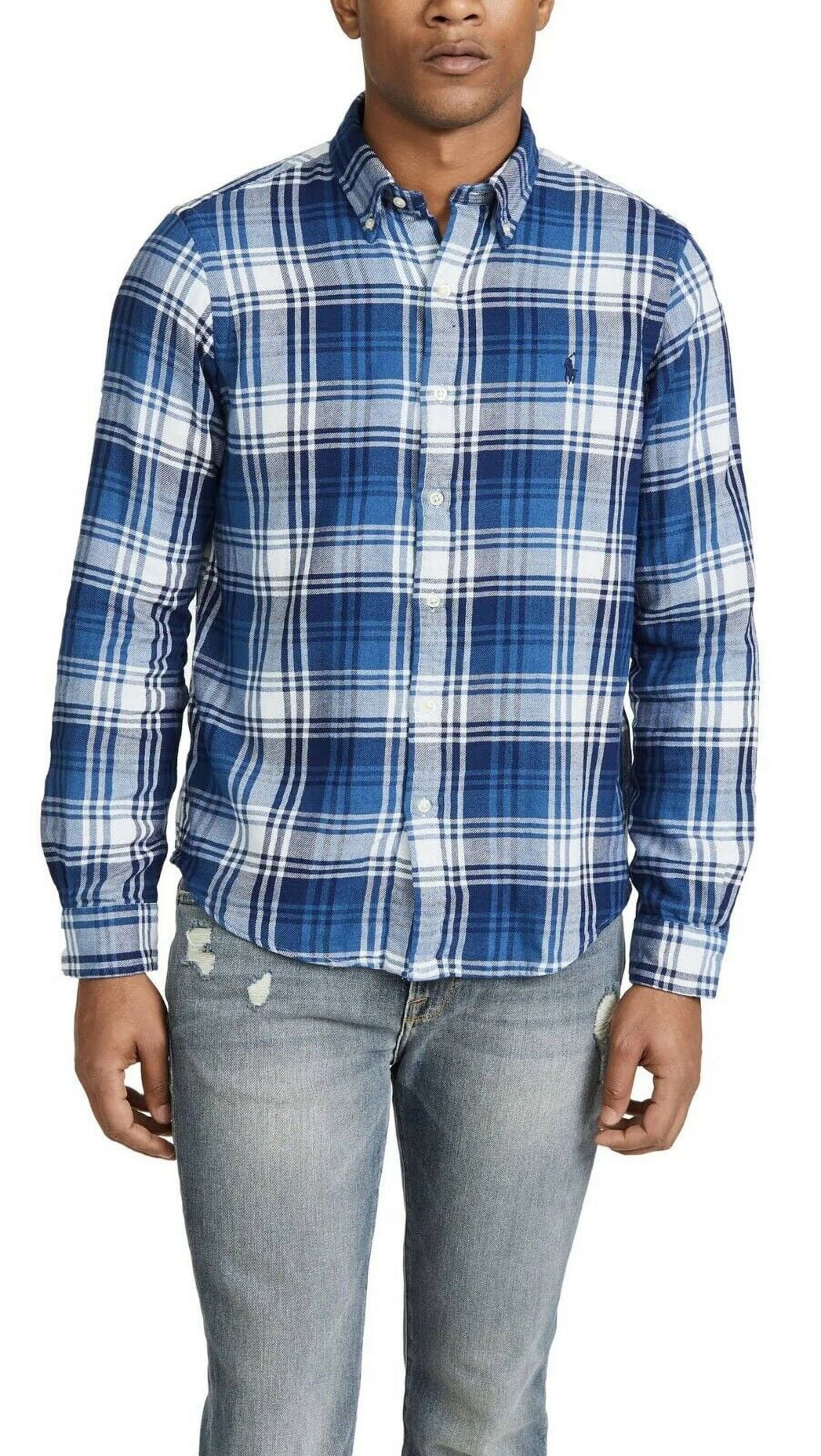 Polo Ralph Lauren Navy White Long Sleeves Flannel Plaid Shirt Blue/White-Size XS - image 1 of 6