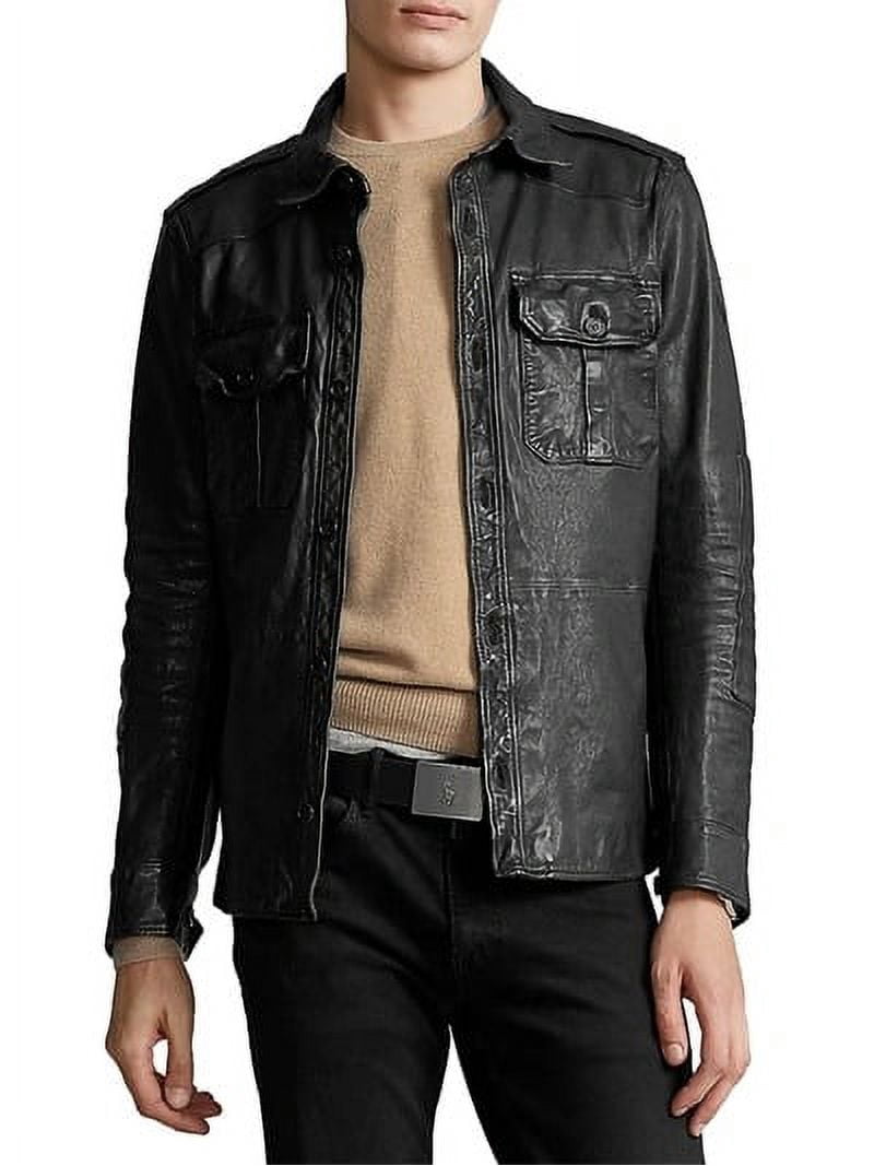 Polo Ralph Lauren POLO BLACK Men's Leather Shirt Jacket, US