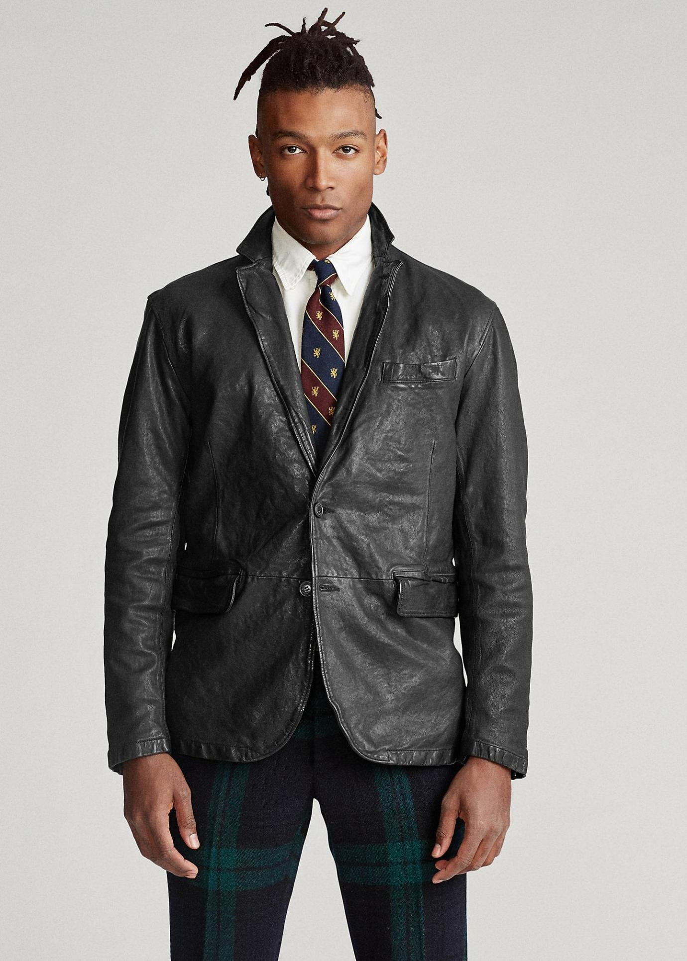Polo Ralph Lauren POLO BLACK Men s Washed Leather Sport Coat US
