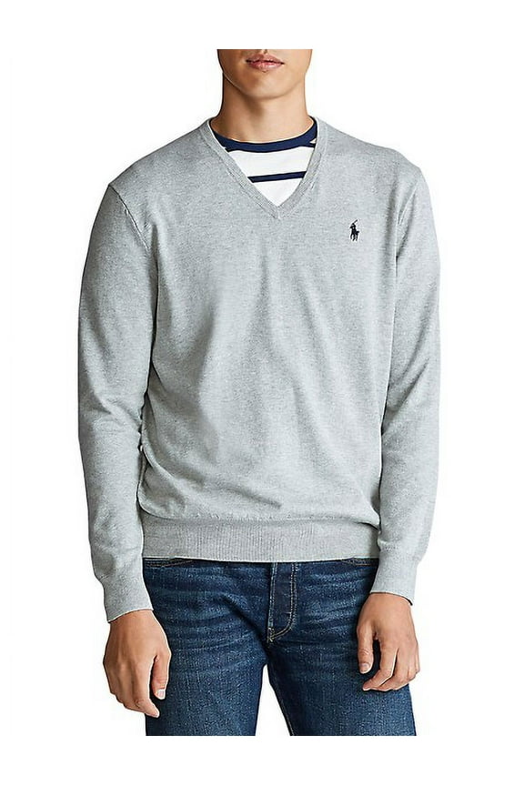 Pima Cotton V-Neck Pullover Sweater, Men's 4XB