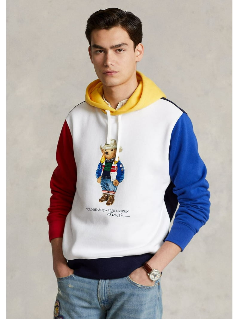 Polo Ralph Lauren Bear Print Fleece Hoodie, Colorblocked