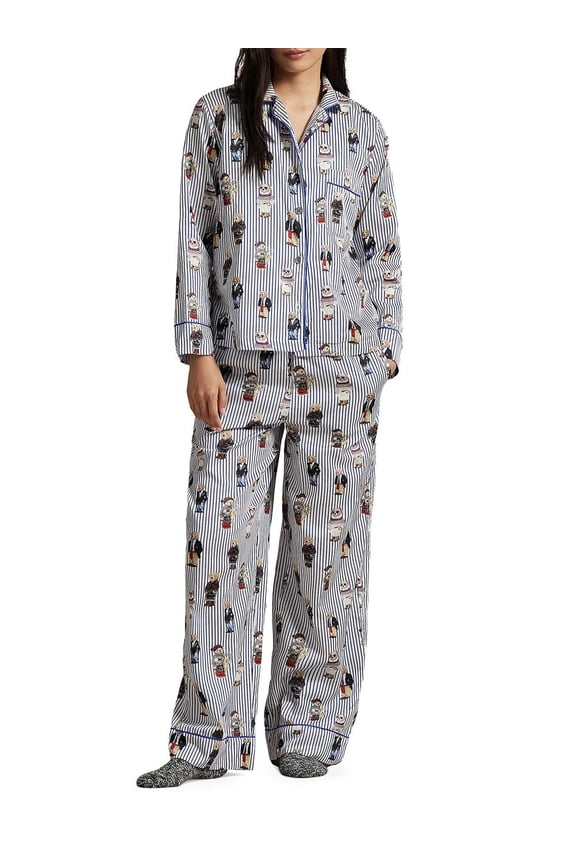 Polo Bear Cotton Long-Sleeve Pajama Set - 4P8046-2 (Snowfall Blue, XXL)