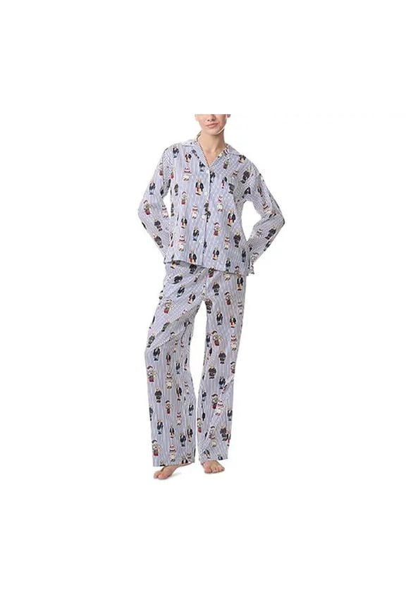 Polo Bear Cotton Long-Sleeve Pajama Set - 4P8046 (Snowfall Blue R3853, M)