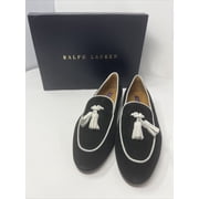 Polo Ralph Lauren Purple Label Black White Tassel Loafer Dress Shoes 37 B 6 1/2