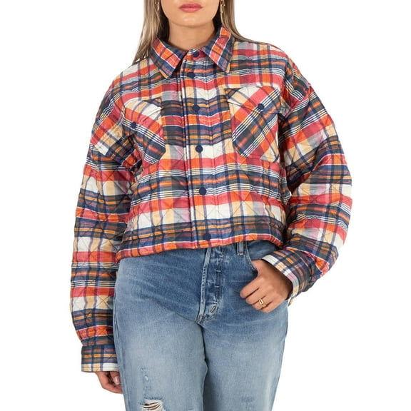 Polo Ralph Lauren Quilted Check Cropped Shell Jacket, Size Medium