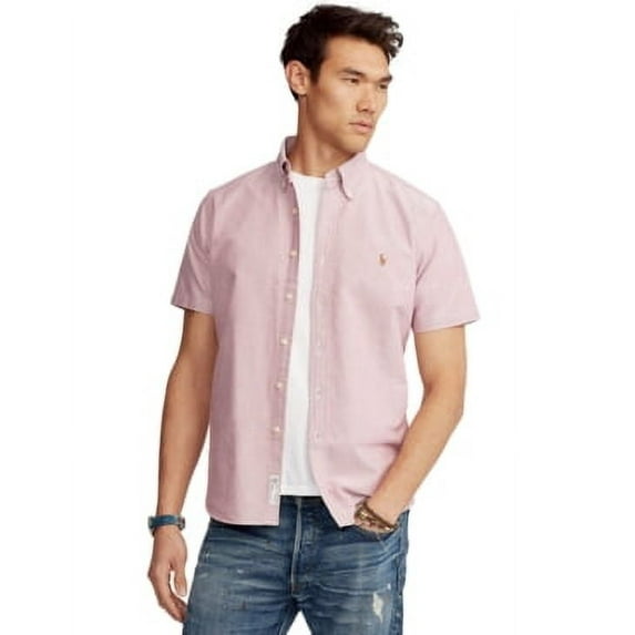 Polo Ralph Lauren RED Men's Classic-Fit Short Sleeve Oxford Shirt, L