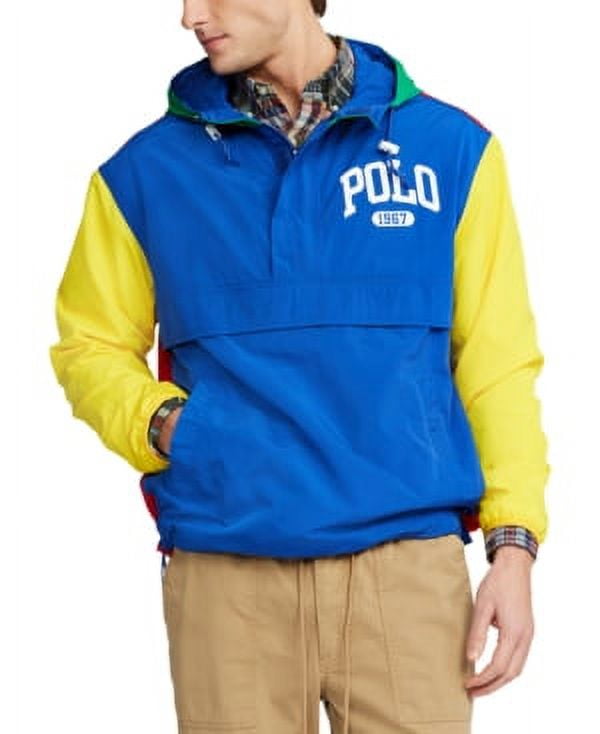 Polo Ralph Lauren RED/RUGBY ROYAL Color-Block Half-Zip Logo