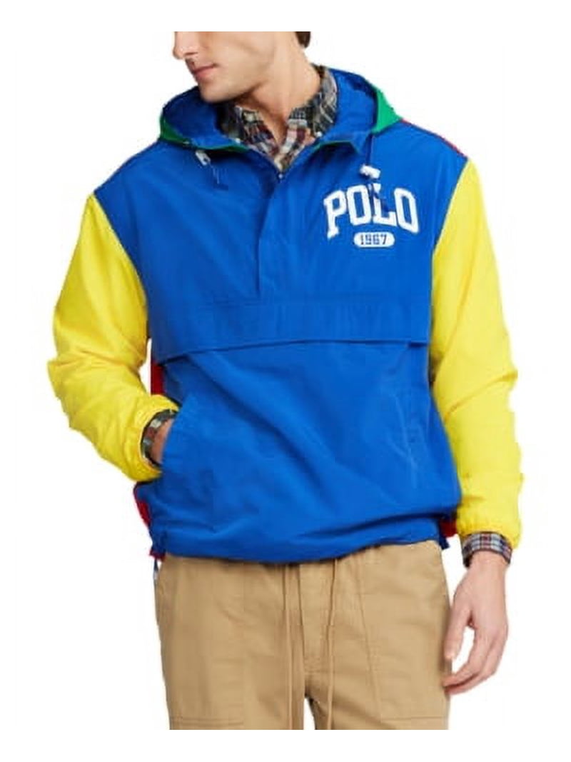 Polo Ralph Lauren RED/RUGBY ROYAL Color-Block Half-Zip Logo Jacket