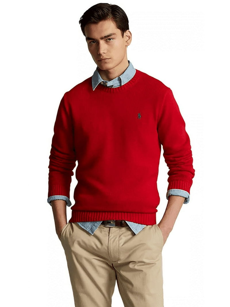 Polo Ralph Lauren RL 2000 RED Men's Cotton Crewneck Sweater, US