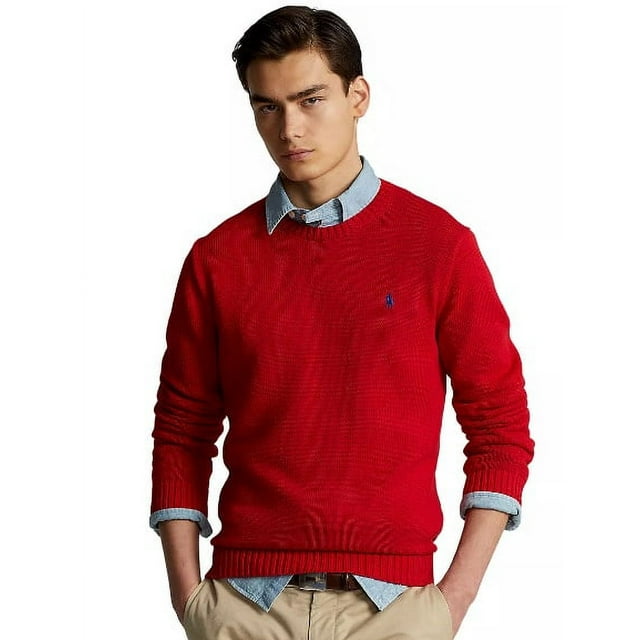 Polo Ralph Lauren RL2000 RED Men's Cotton Crewneck Sweater US Small ...