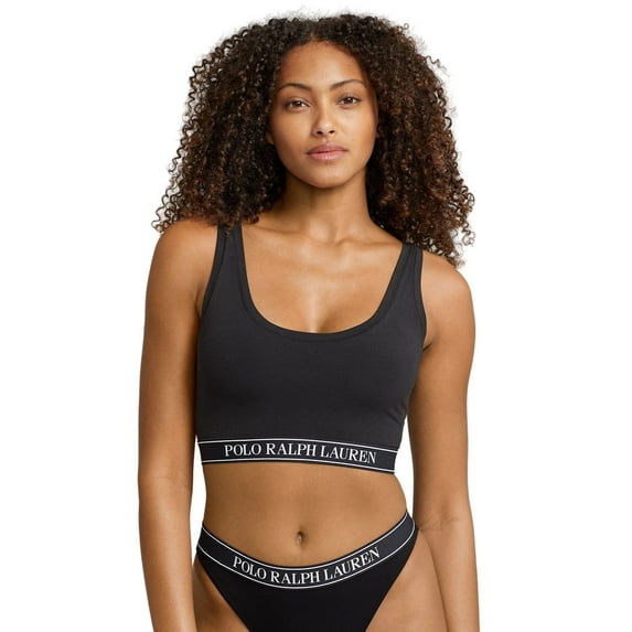 Polo Ralph Lauren Repeat-Logo Scoop Cropped Tank - 4P1025 (Onyx, XS)