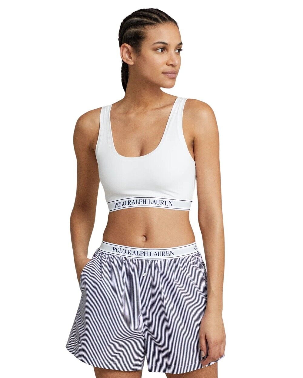 Polo Ralph Lauren Logo Scoop Cropped Tank- Navy