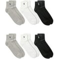 thumbnail image 1 of Polo Ralph Lauren Rib Cuff Sport Quarter Socks 6-Pack GHAST, 1 of 2