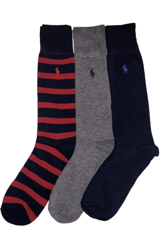 Rugby Striped/Solid Dress Socks - 3 Pack Sock Size 10-13/Shoe Size 6-12 1/2