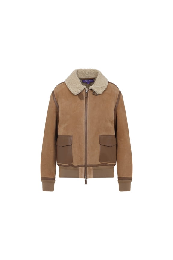 Shearling-Lined Suede Coat With Plush Collar (Women's)