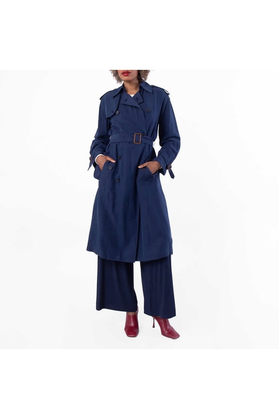 Silk-Blend Trench Coat, Size Small