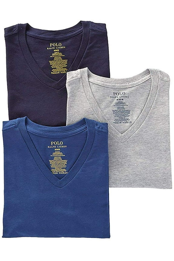 Slim Fit 100% Cotton V Neck, Andover/Bali/Navy, Size Small