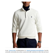 Polo Ralph Lauren Snap neck pullover sweatshirt Shirt, White, 3LT