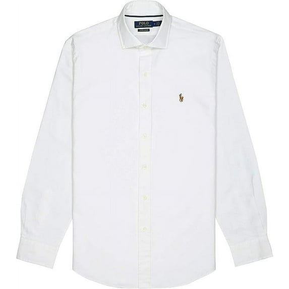 Polo Ralph Lauren Solid Oxford Long-Sleeve Woven Shirt, White - Large