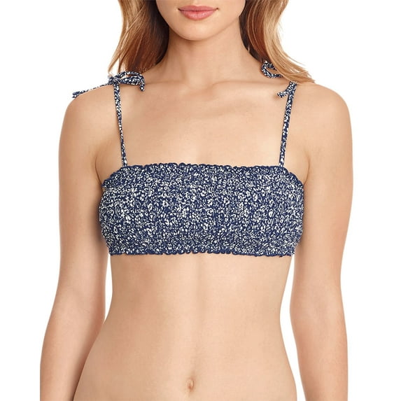 Polo Ralph Lauren Sprouting Floral Tie Shoulder Smocked Bra Top, Small, Navy