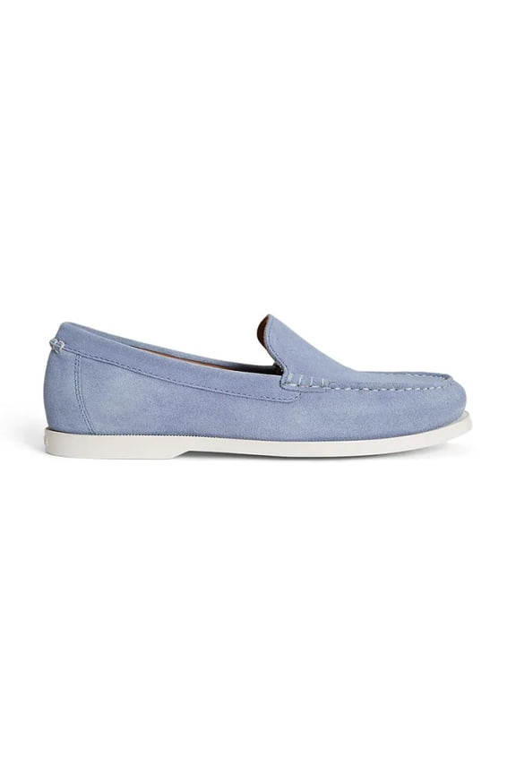 Suede Loafers With Moccasin Toe And Detailed Stitching Blue (Men's)