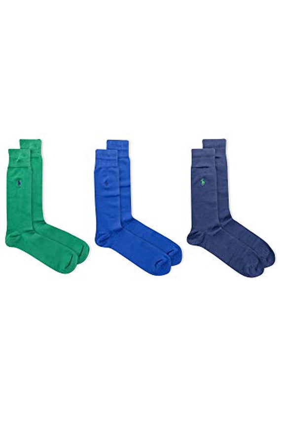 Super Soft Crew Dress Socks 3-Pack (One Size, Green/Blue)