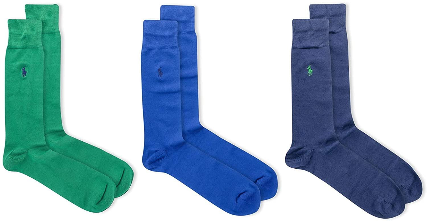 Polo Ralph Lauren Super Soft Crew Dress Socks 3-Pack, One Size, Green /  Blue - Walmart Business Supplies