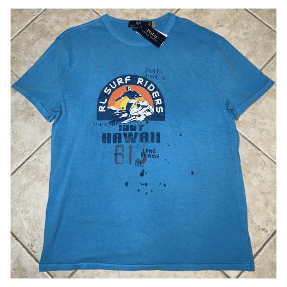 Polo Ralph Lauren Surf Riders Graphic T Shirt Men'S Classic Fit Blue, S