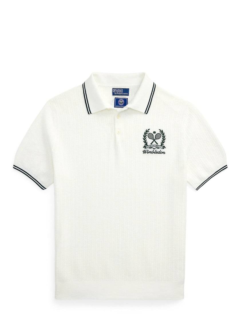 【送料&関税込】Polo Ralph Lauren White Polo Shirt With Larg Polo Ralph Lauren Textured Knit White Polo Shirt (Men's