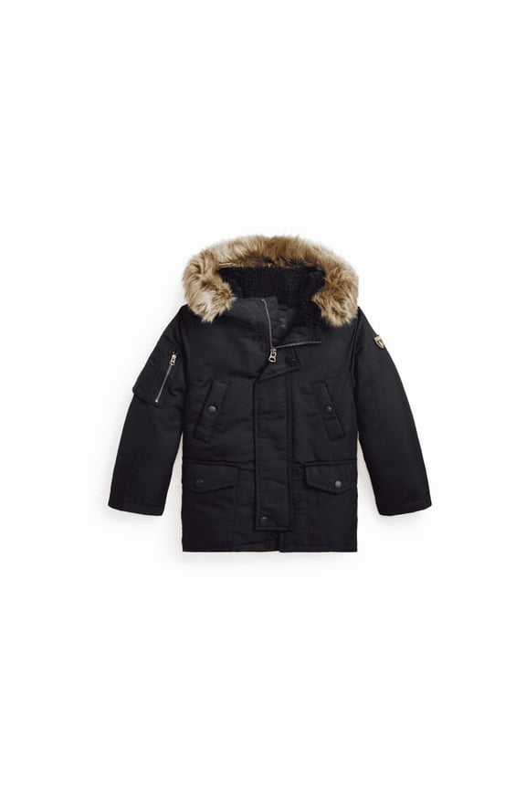 Toddler and Little Boys Artificial-fur-Trim Down Parka Jacket - Polo Black
