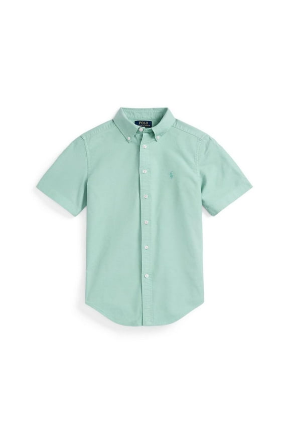 Toddler and Little Boys Cotton Oxford Short-Sleeves Shirt - Celadon